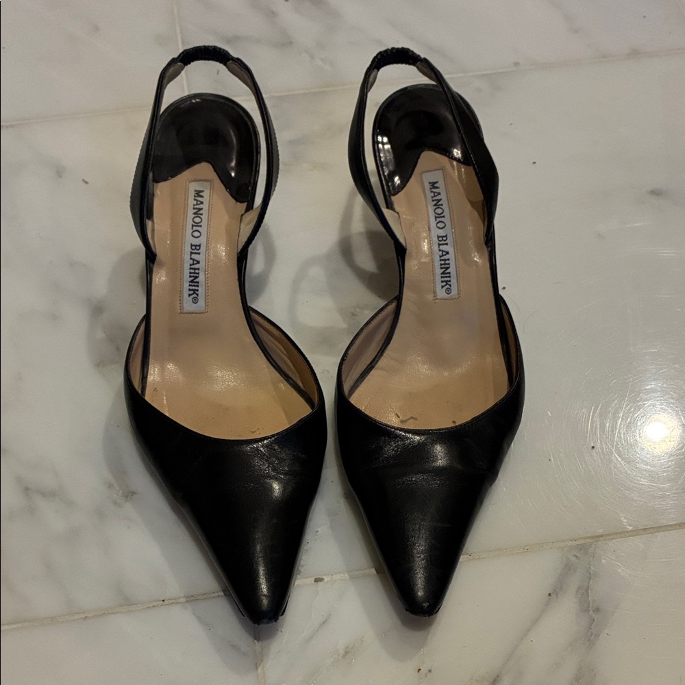 Manolo Blahnik Black Napa Carolyne